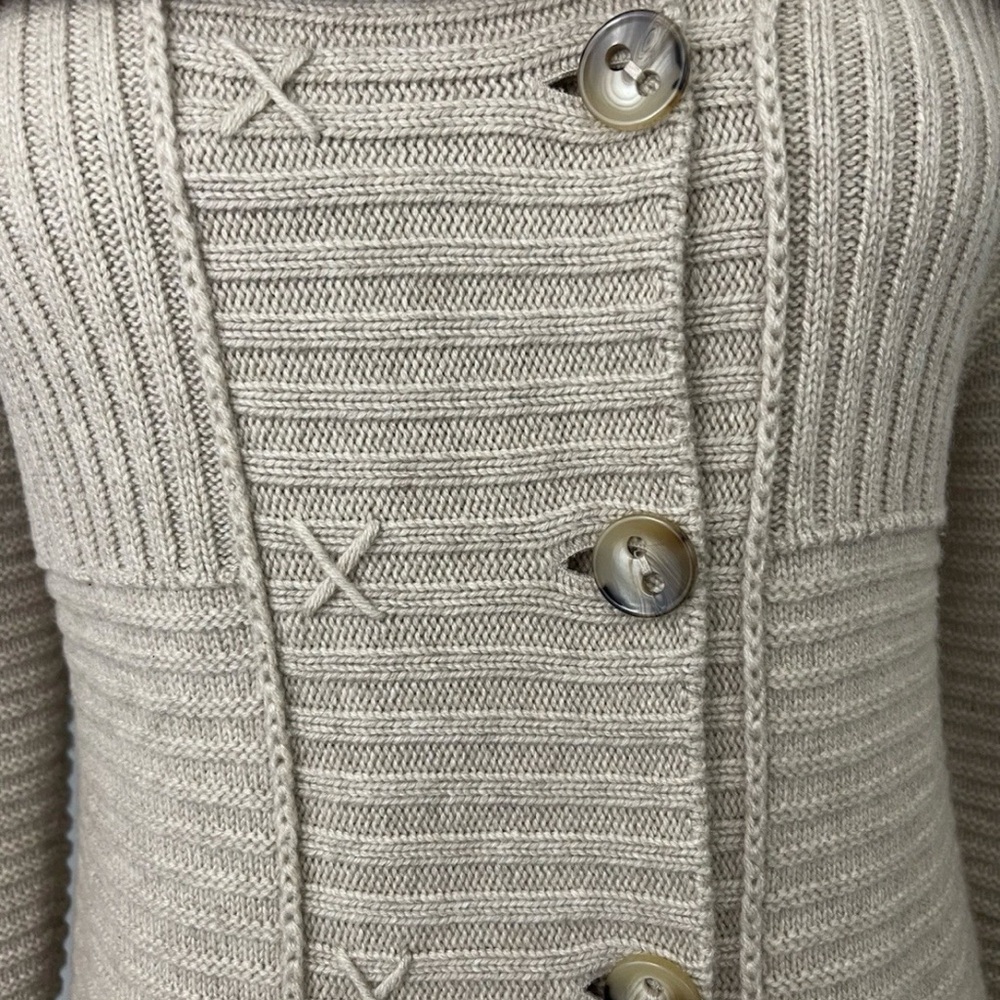 Mantovani Studio 100% Cashmere sweater Duster M Tan Beige Italian Italy Ribbed - Picture 10 of 15